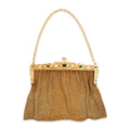 Antique-Style Rare Gold Tone Simulated Emerald . Old Mine Simulated Diamond Full-Size Purse
