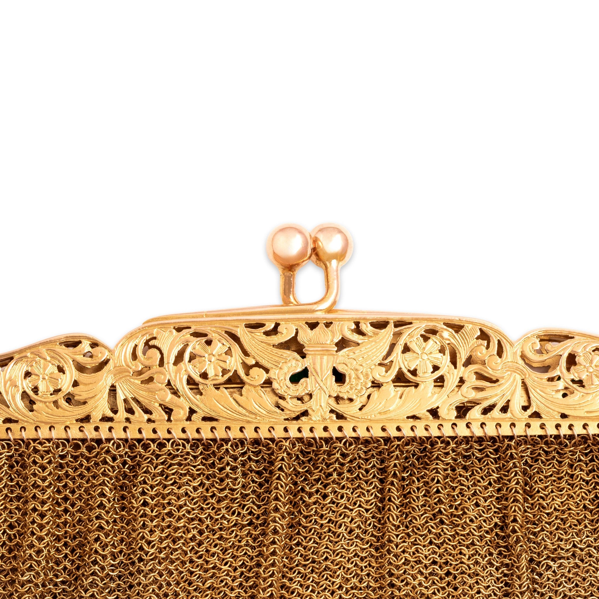 Antique-Style Rare Gold Tone Simulated Emerald . Old Mine Simulated Diamond Full-Size Purse
