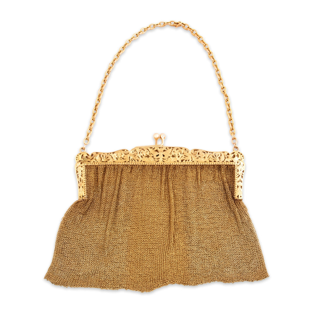 Antique-Style Rare Gold Tone Simulated Emerald . Old Mine Simulated Diamond Full-Size Purse