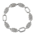 Antique-Style Art Deco White Gold Tone Wonderful Geometric Openwork Link Bracelet 6.5"