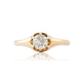 Antique-Style Victorian Gold Tone Old Mine Cut Simulated Diamond Solitaire Ring 6.50