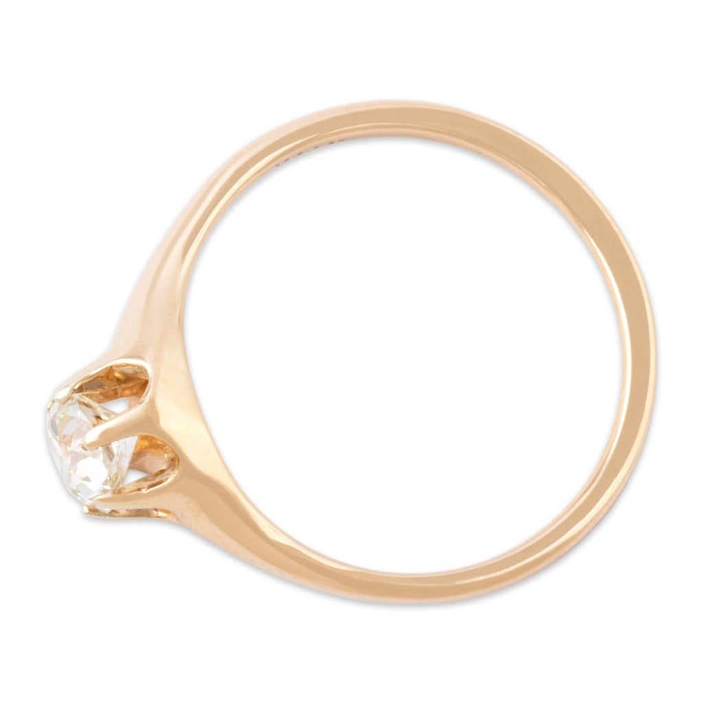 Antique-Style Victorian Gold Tone Old Mine Cut Simulated Diamond Solitaire Ring 6.50