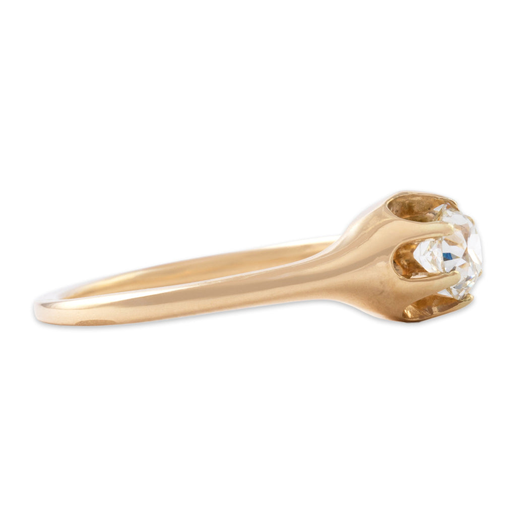 Antique-Style Victorian Gold Tone Old Mine Cut Simulated Diamond Solitaire Ring 6.50
