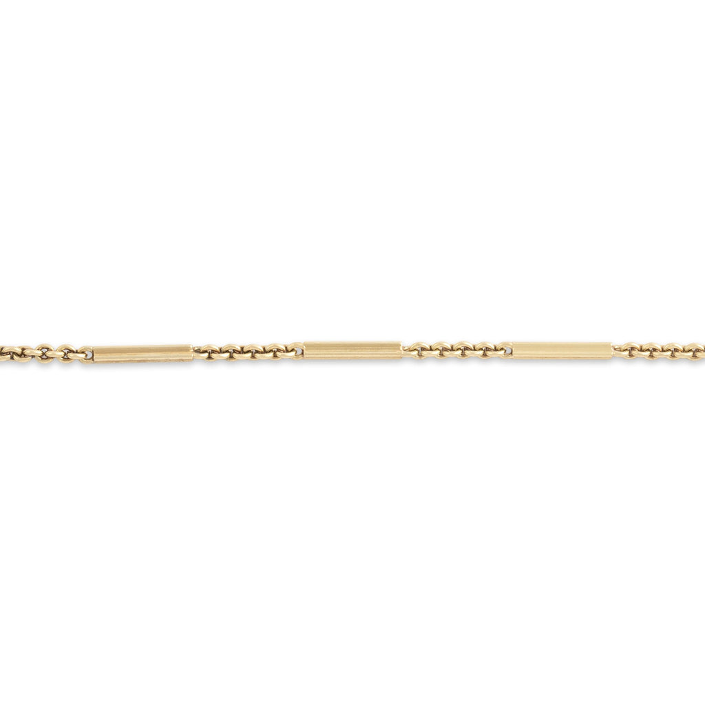 Antique-Style Gold Tone Cable Bar Link Watch Fob Bracelet 7"