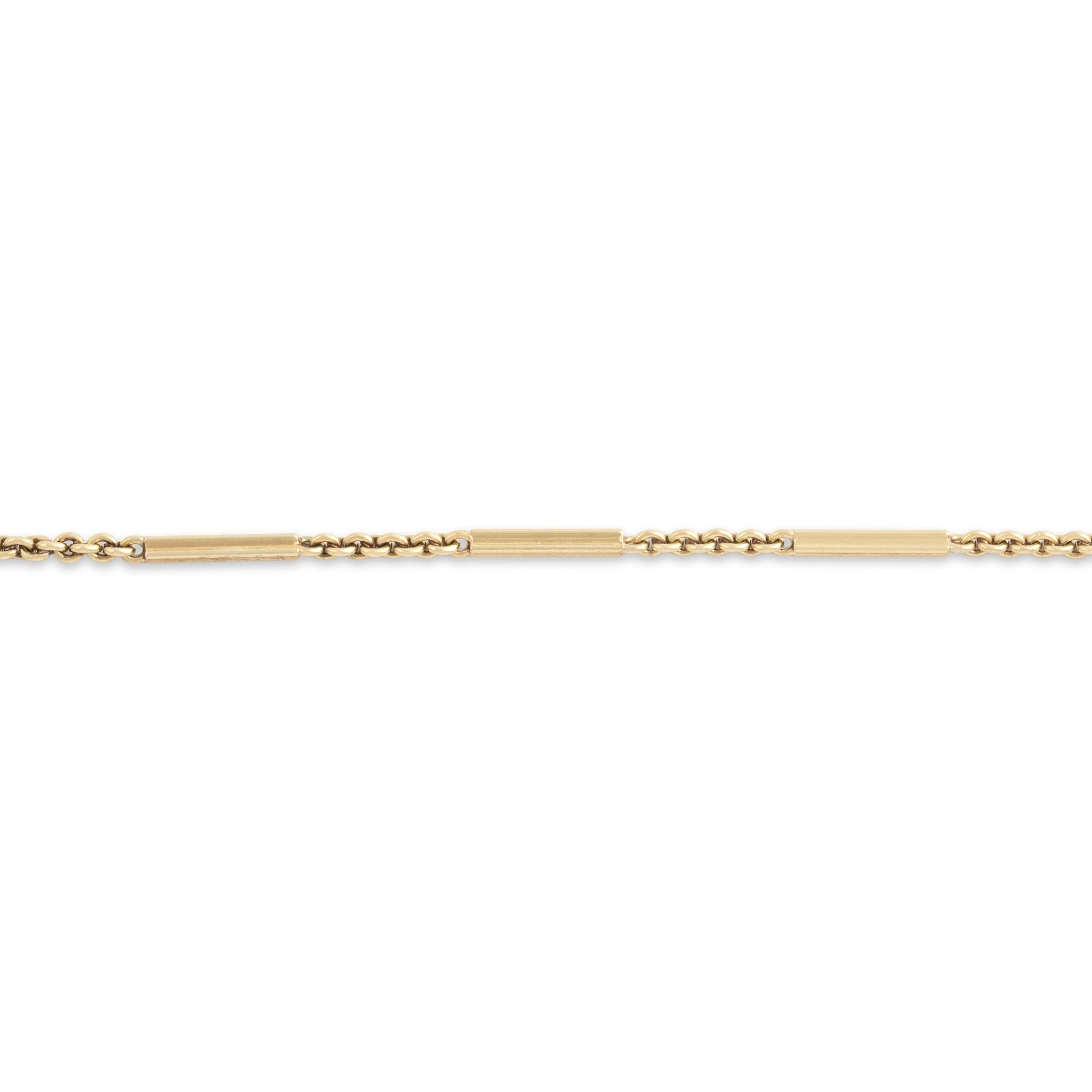 Antique-Style Gold Tone Cable Bar Link Watch Fob Bracelet 7"