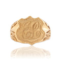 Antique-Style Gold Tone Engraved "EL" Monogram Signet Ring 10.00