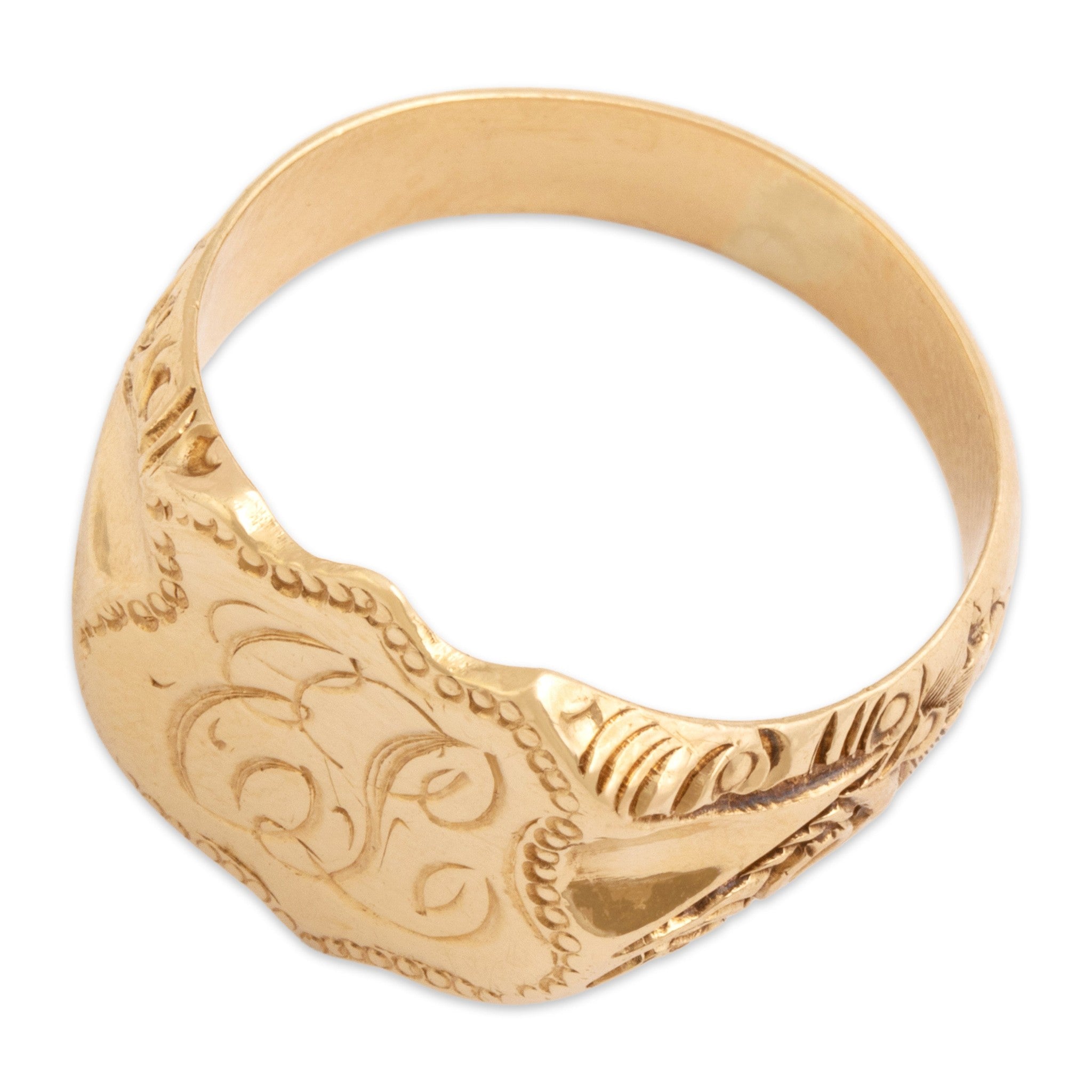 Antique-Style Gold Tone Engraved "EL" Monogram Signet Ring 10.00