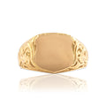 Antique-Style Heavy Gold Tone Flourishing Shield Signet Ring 10.50