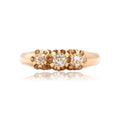 Antique-Style Rose Gold Tone . Old Mine Simulated Diamond Buttercup Trio Ring 8.75