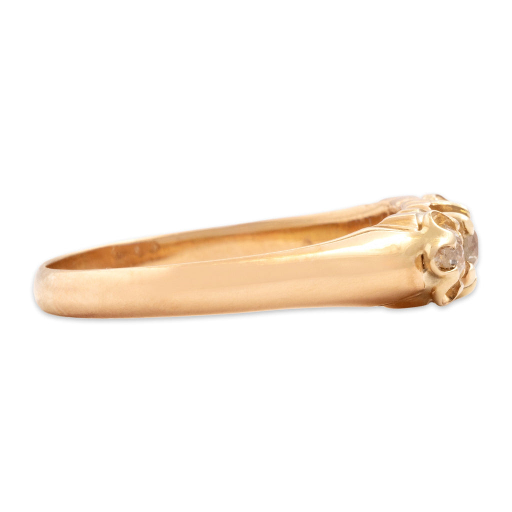 Antique-Style Rose Gold Tone . Old Mine Simulated Diamond Buttercup Trio Ring 8.75