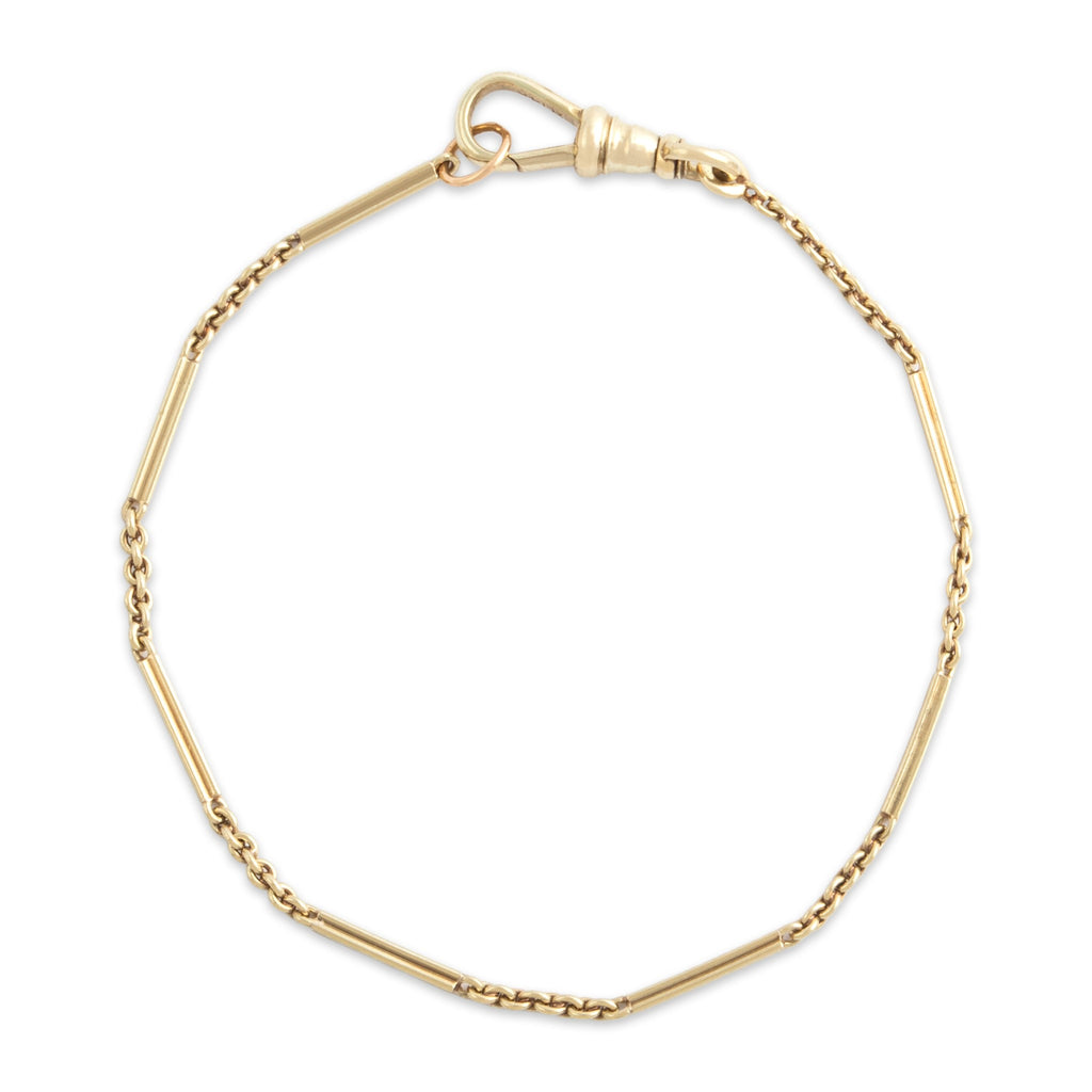 Antique-Style Gold Tone Classic Bar Link Dog Clasp Bracelet 6.75"
