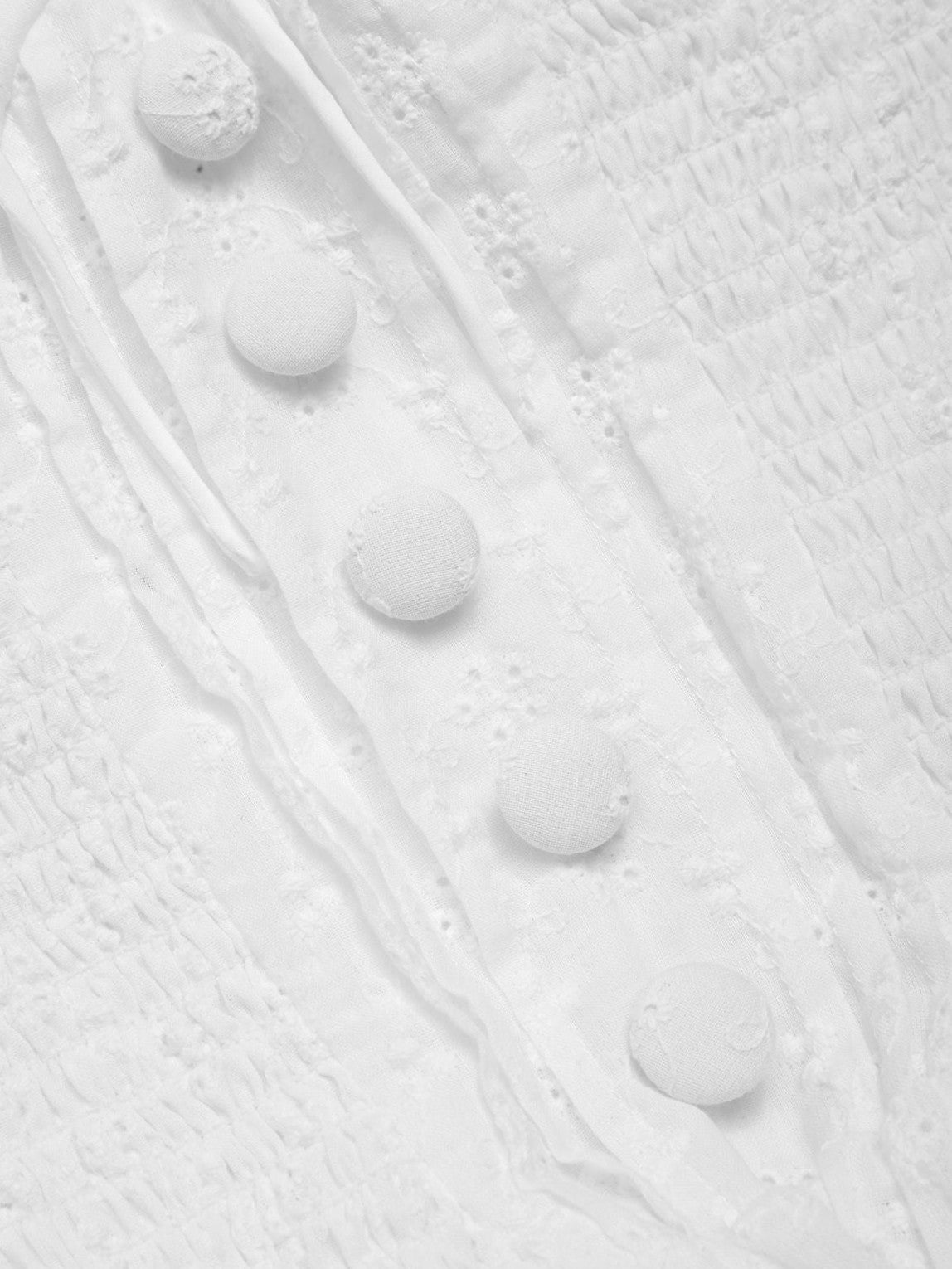White 1940s Solid Cotton Embroidered Lace Dress
