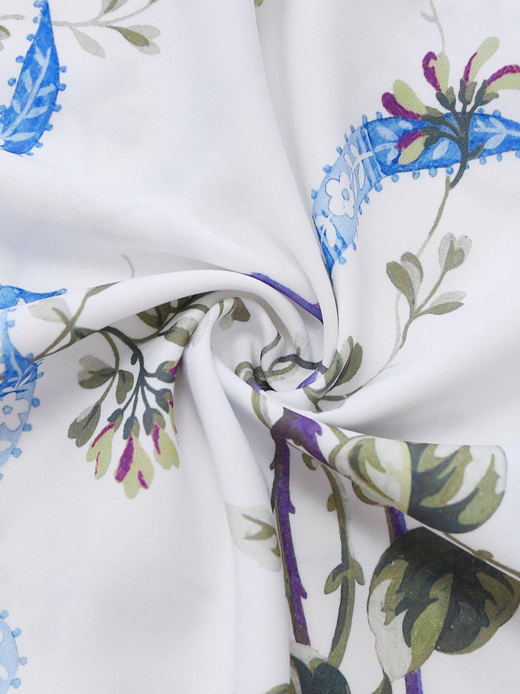 White 1950s Floral Print Spaghetti Strap Chiffon Dress