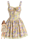 Havilland reproduction mini dress in yellow floral lace patchwork